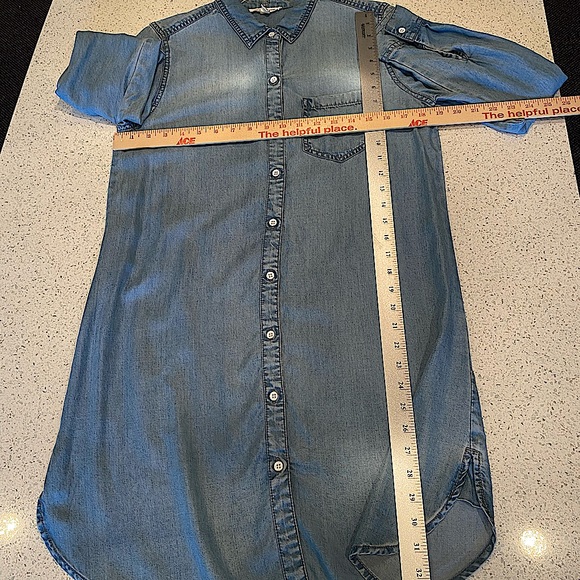 Denim Chambray Shirt Dress Tunic Kimono - Picture 10 of 13